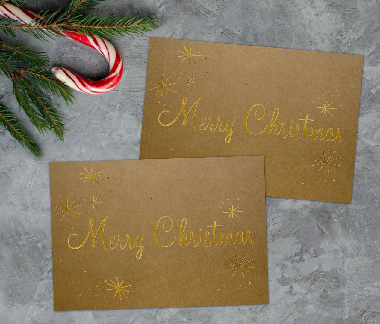Great Papers! Note Card, Kraft with Gold Foil, Merry Christmas, 4.875&#x22; x 3.375&#x22;(folded), 50 cards/Kraft envelopes