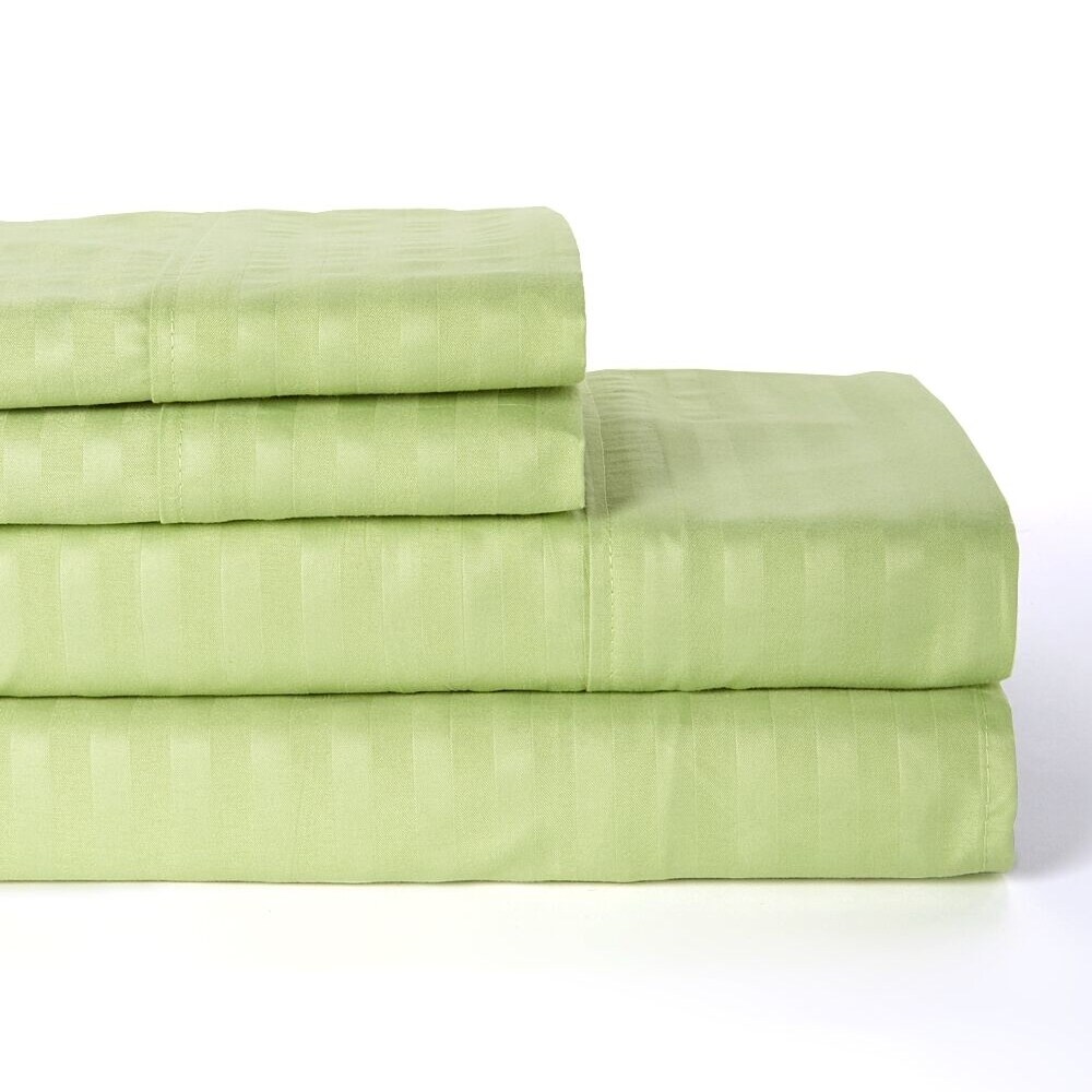 Striped 4 Piece Bed Sheet Set - Wrinkle Fade Stain Resistant - Sheets Set + Pillows