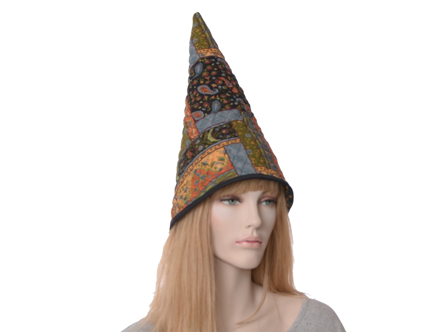 Gnome Hat Cottagecore Patchwork Paisley Print Cotton Fairy Wizard Witch  Cone Cap Adult Men Women