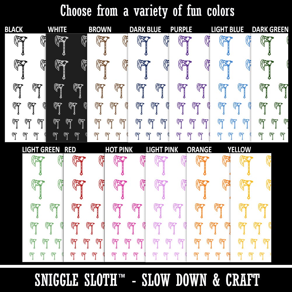Pixel Axe Battle Axe RPG Dwarf Weapon Temporary Tattoo Water Resistant Fake Body Art Set Collection