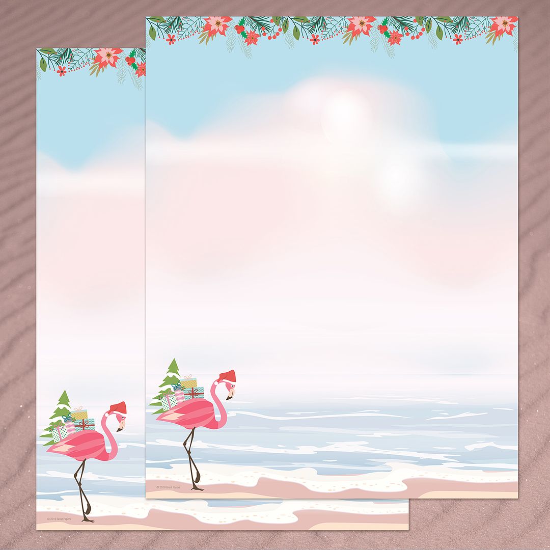 Great Papers! Merry Flamingo Holiday Letterhead, Invitations and Announcements, Printer Friendly, 8.5&#x22; x 11&#x22;, 80 Pack