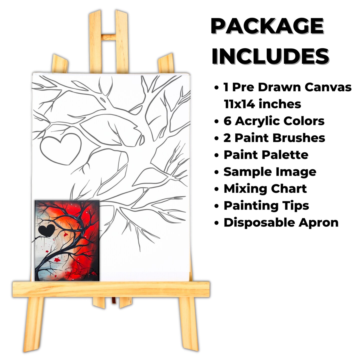 "Fall Heart" DIY Canvas Art Kit, Adult Beginner, Acrylic Paint Size 11x14 inch