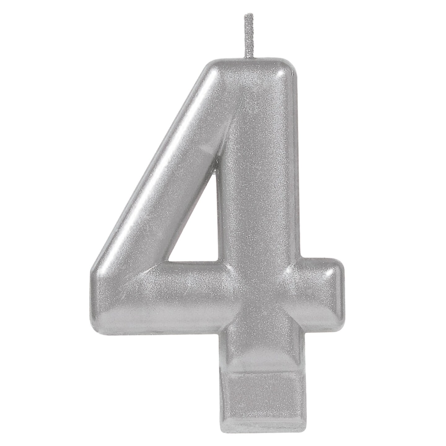 Numeral Metallic Birthday Candle #4 - Silver, 1ct