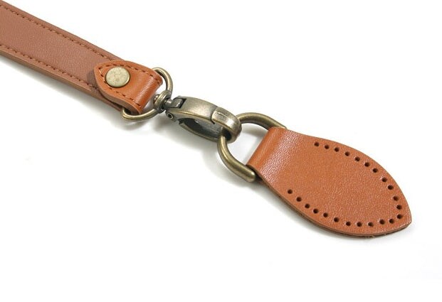 24&#x22; byhands Genuine Leather Shoulder Bag Strap, Bronze Style Ring, Camel (32-6103)