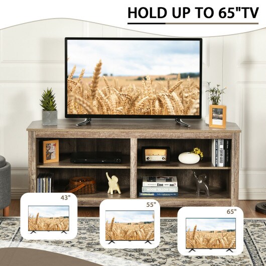 4 Cubby Entertainment Media Console with Shelves