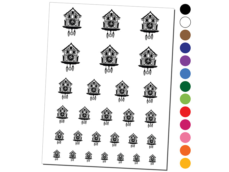 Cuckoo Clock German Black Forest House Temporary Tattoo Water Resistant Fake Body Art Set Collection