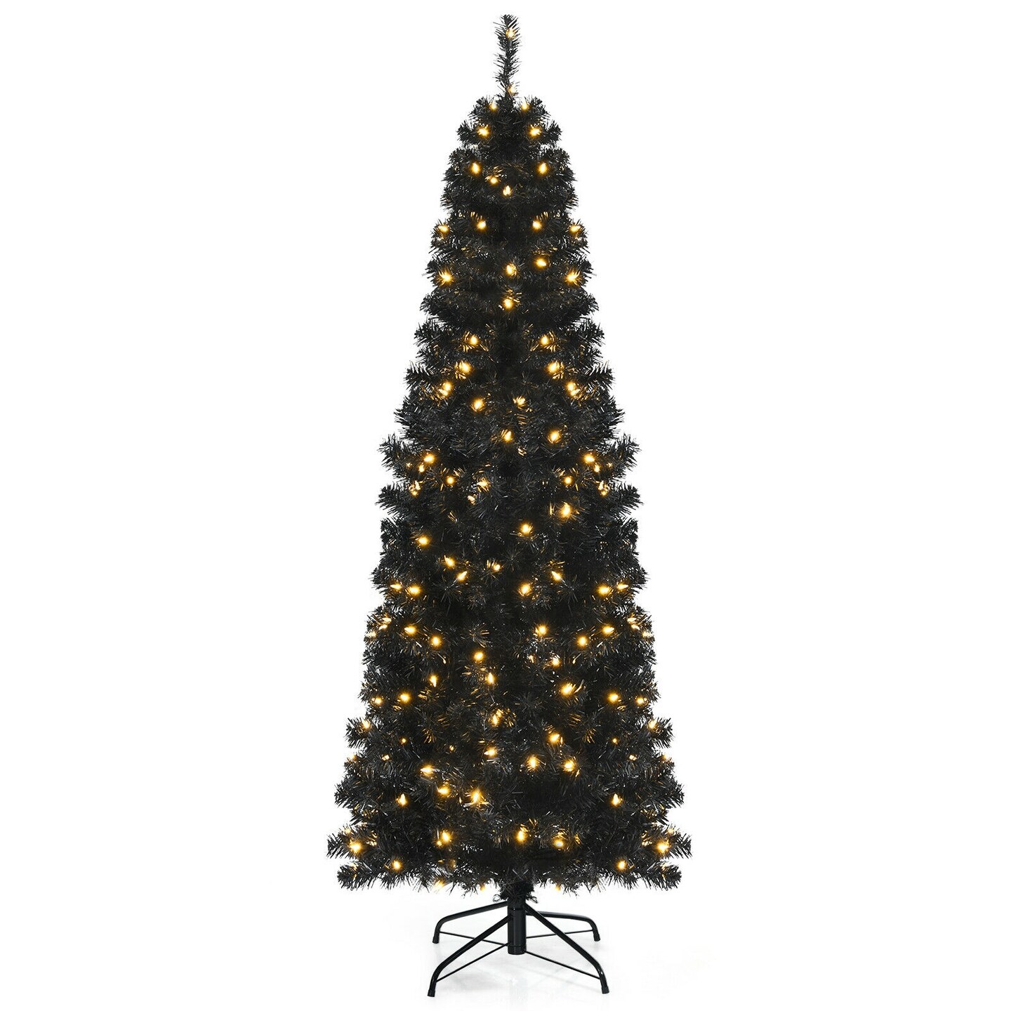 Pre-lit Christmas Halloween Tree with PVC Branch Tips and Warm White Lights Ideal for Holiday Season