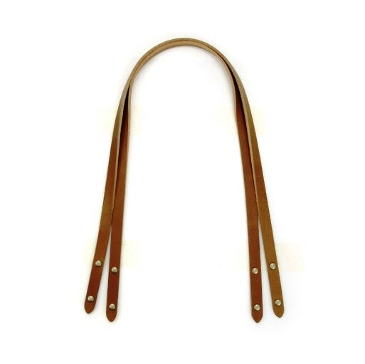 21.8" byhands 100% Genuine Leather Shoulder Bag Straps with Rivet, Tan (24-5501)