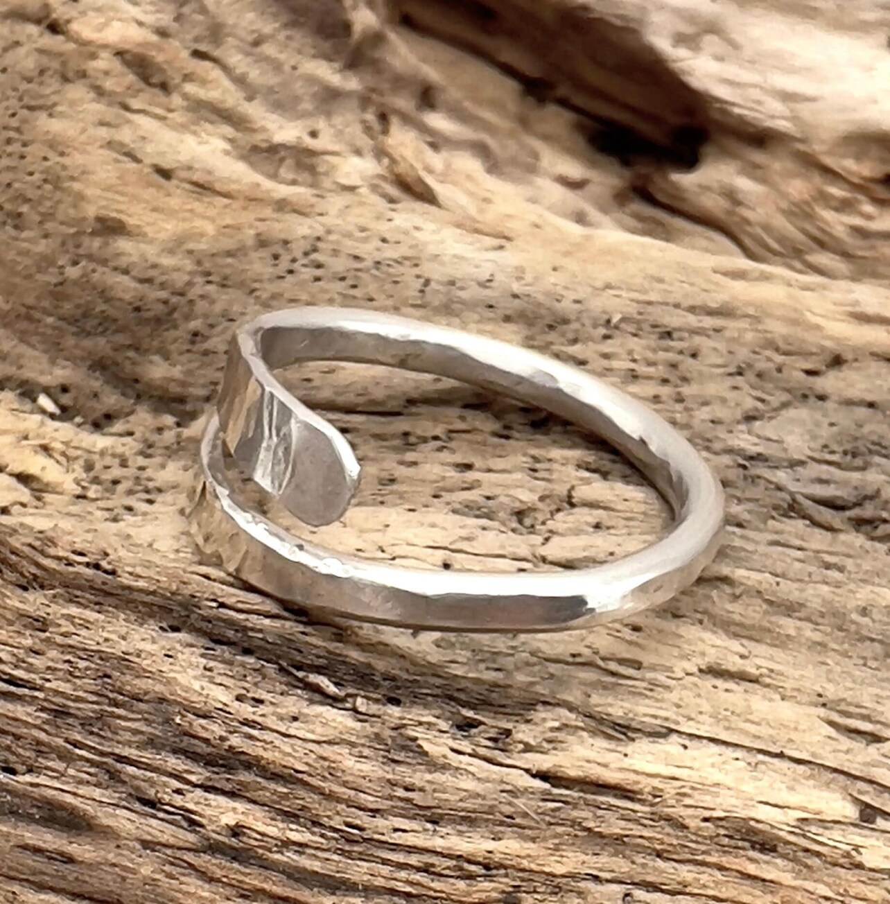 Adjustable Hammered Silver Thumb Ring
