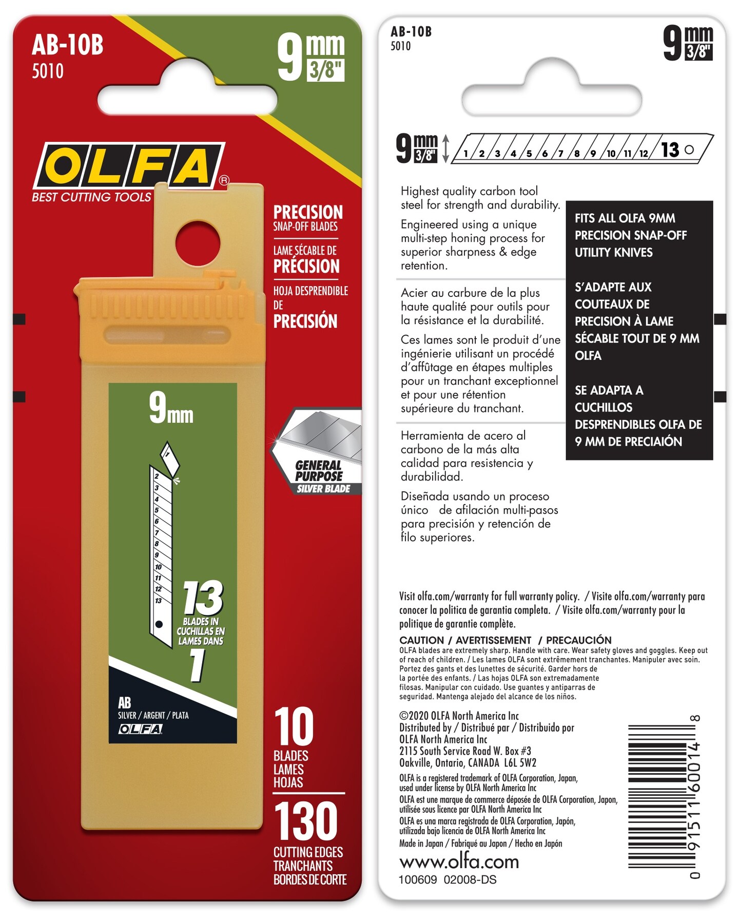 OLFA Snap-Off Utility Knife Replacement Blades 10/Pkg-For 5018