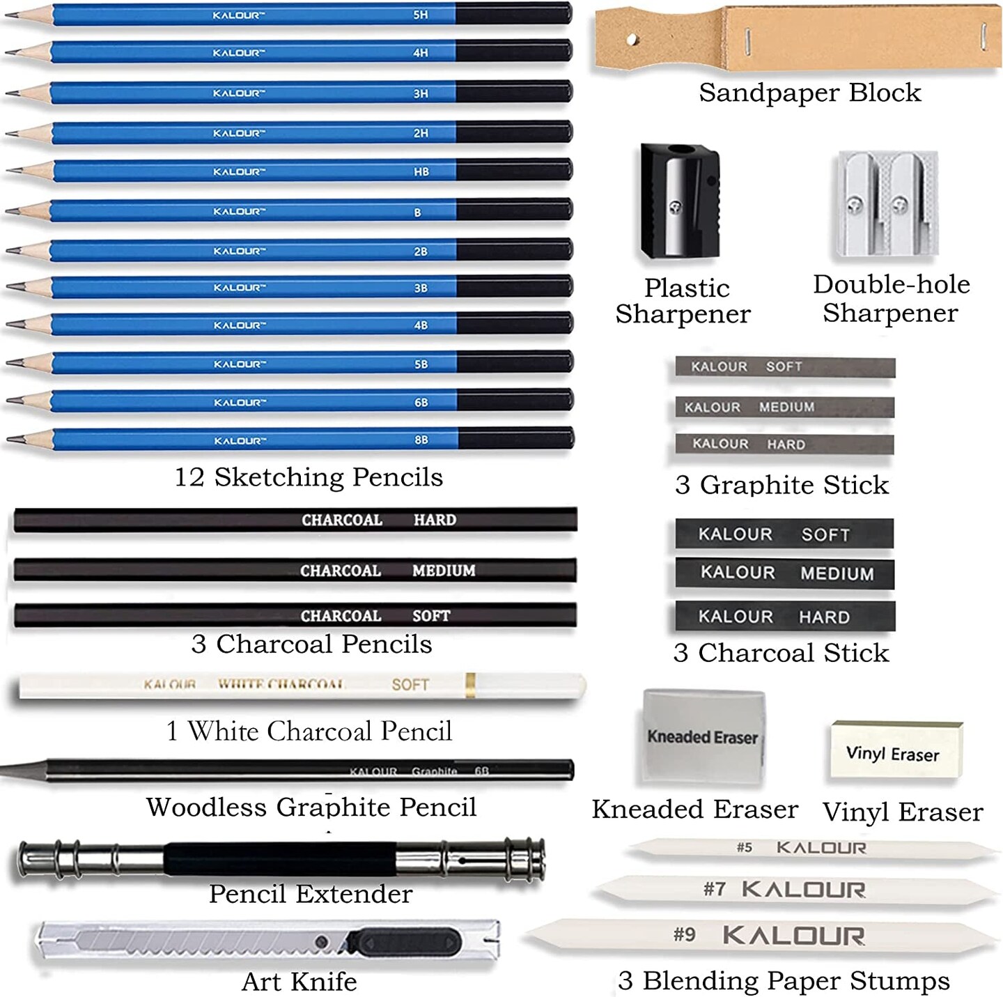 33 Pieces Professional Drawing Sketching Pencils Set,portable Zippered  Travel Case-charcoal Pencils, Sketch Pencils, Charcoal Stick.drawing 