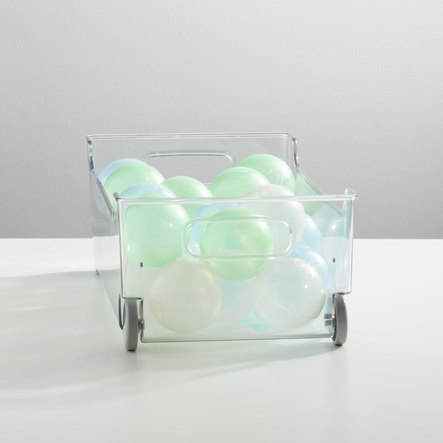 mDesign Plastic Playroom Toy Bin, Wheels/Handles + 24 Labels