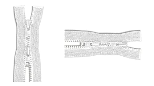 #3 Molded Vislon YKK Jacket 2-Way Lightweight Separating Zipper - Choose Your Length - Color: White - Made in The United States (1 Zipper Per Pack) (24" Inches)