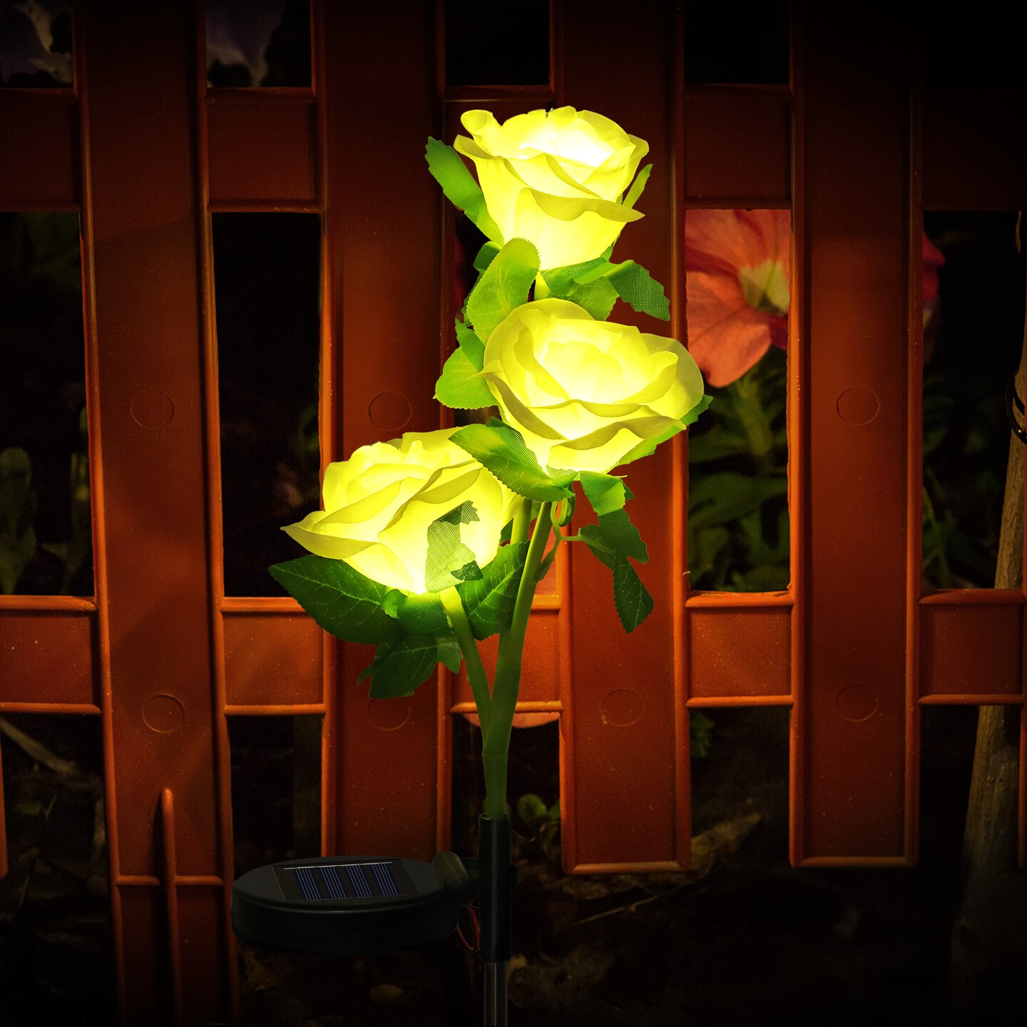 2 Pcs Solar Flowers LED Light Outdoor Garden Yard Stake Solar Flower Lights