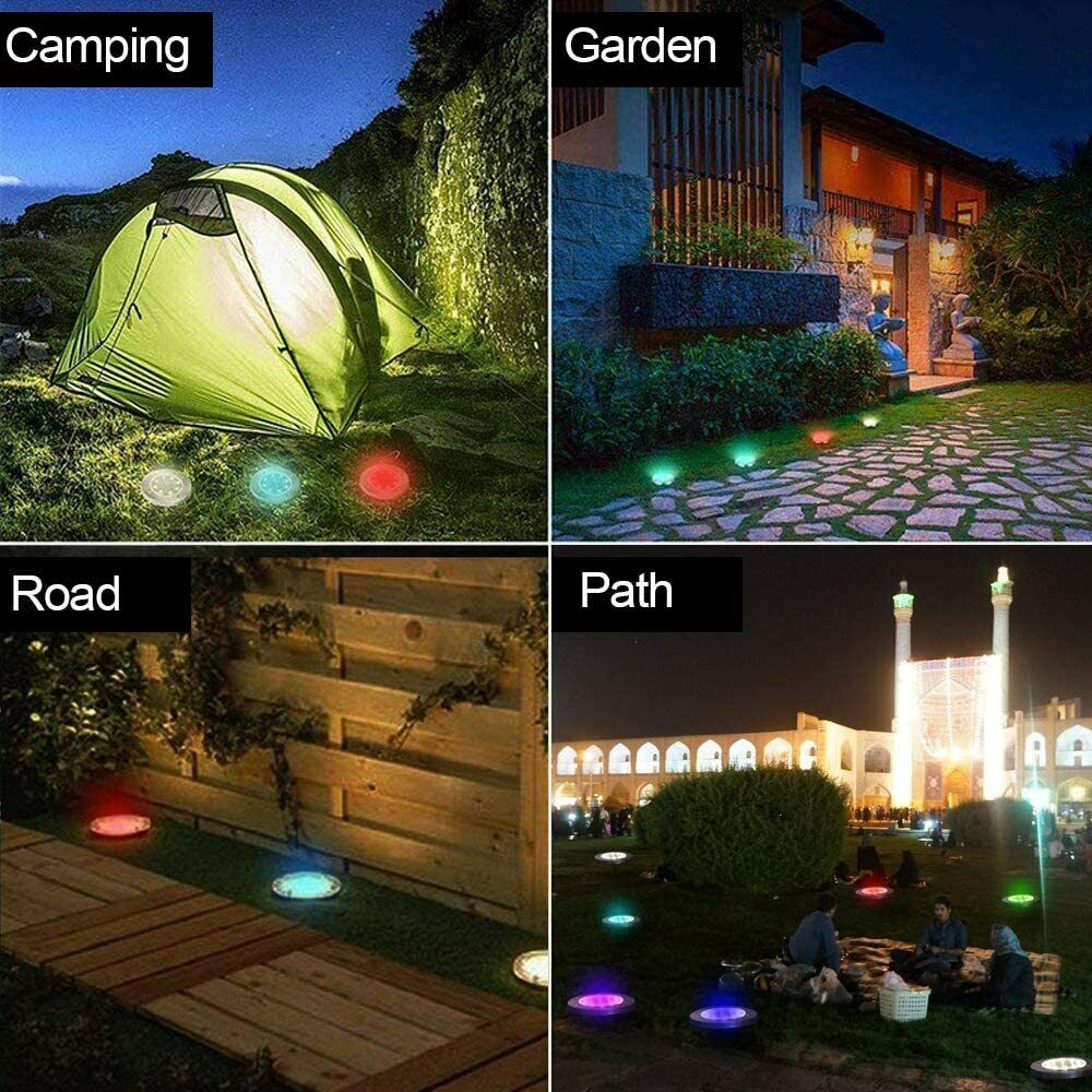 Solar Ground Lights Waterproof in-Ground Disk Lights for Garden Pathway