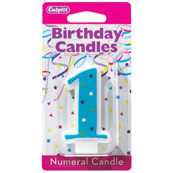 First (1st) Birthday Dots Numeral Candle, 1ct