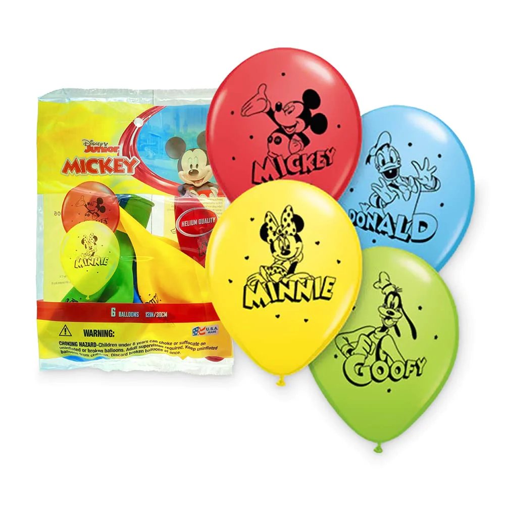 Disney 12-Inch Latex Balloons, Mickey and Pals Assorted Colors - 6ct