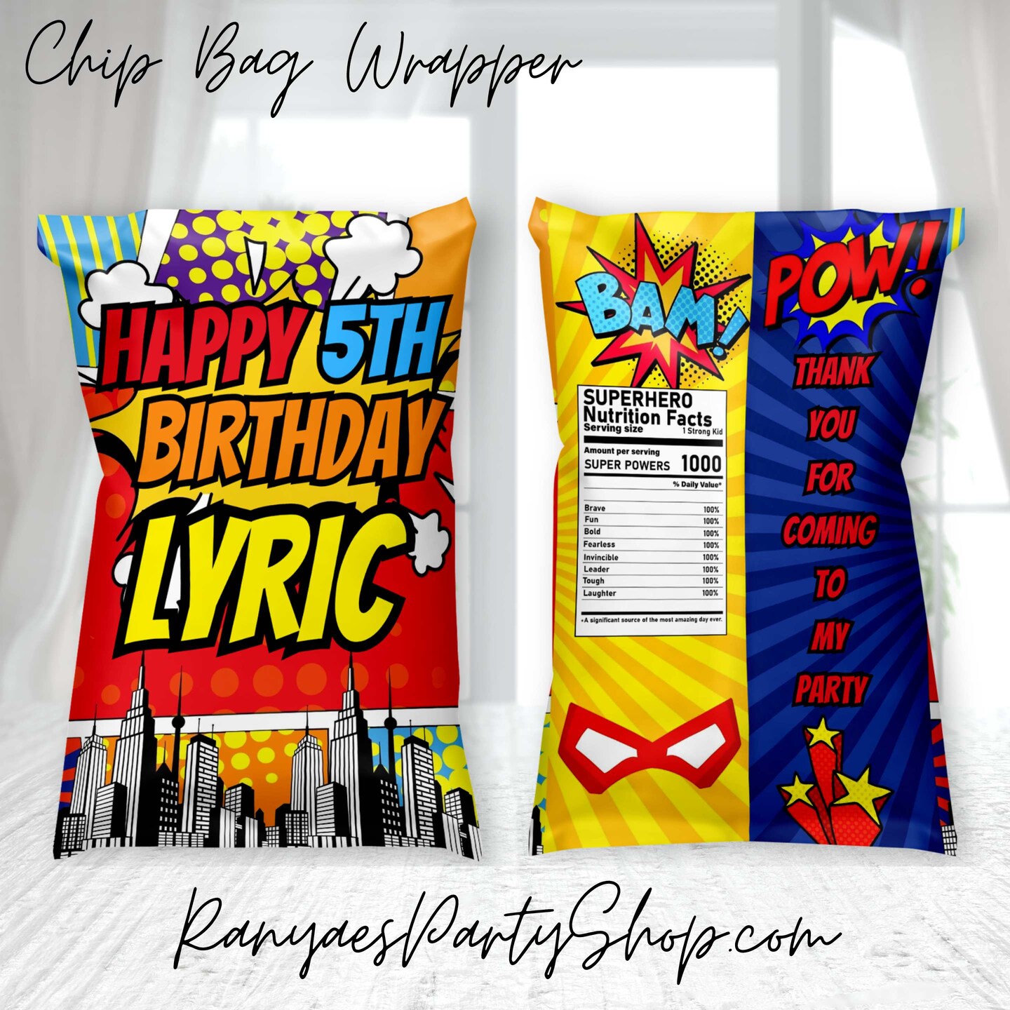 Superhero Chip Bag Favors Birthday Chip Bag Birthday Party Favors Superhero Birthday Party