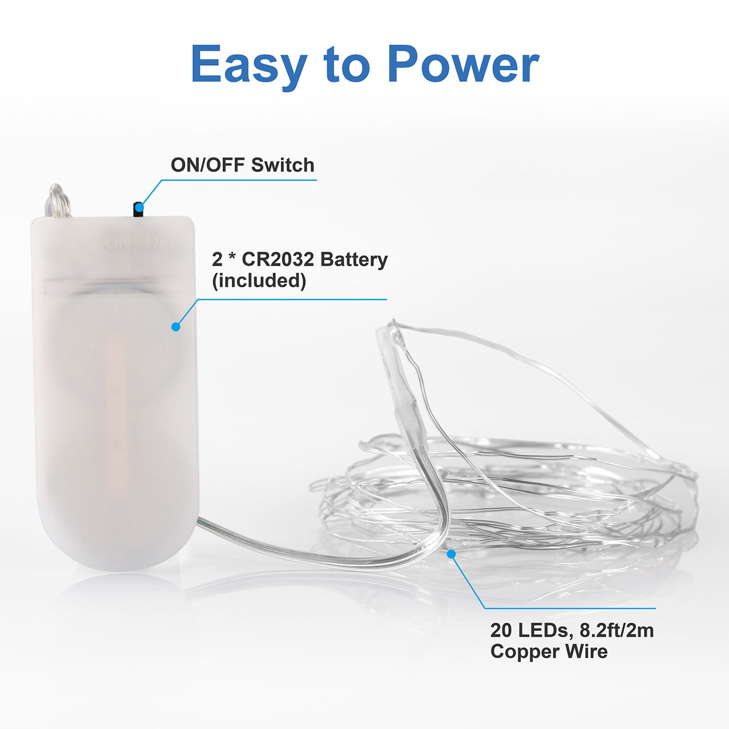 6 Pack DIY LED String Lights 6.56ft 20 LEDs Decor - Starry Fairy Lights