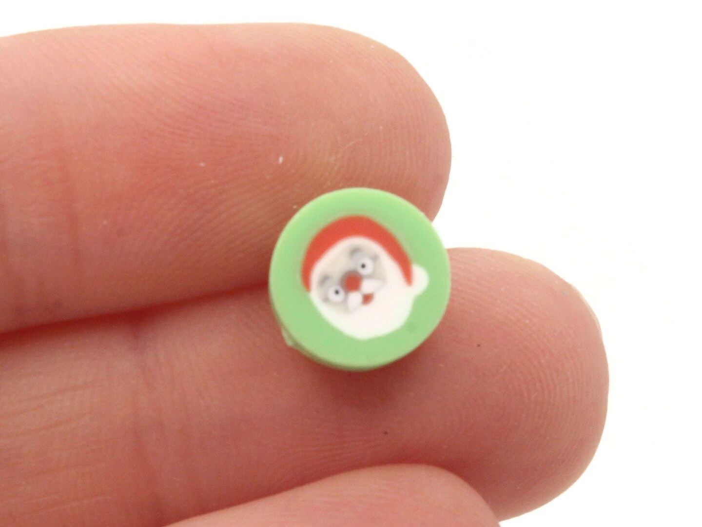 30 Santa Claus Polymer Clay Green Red and White Christmas Beads
