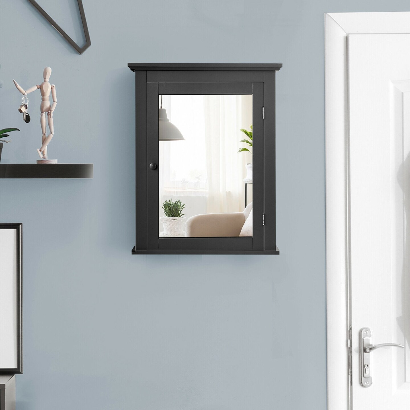 Bathroom Mirror Cabinet Wall Mounted Adjustable Shelf Medicine Storage