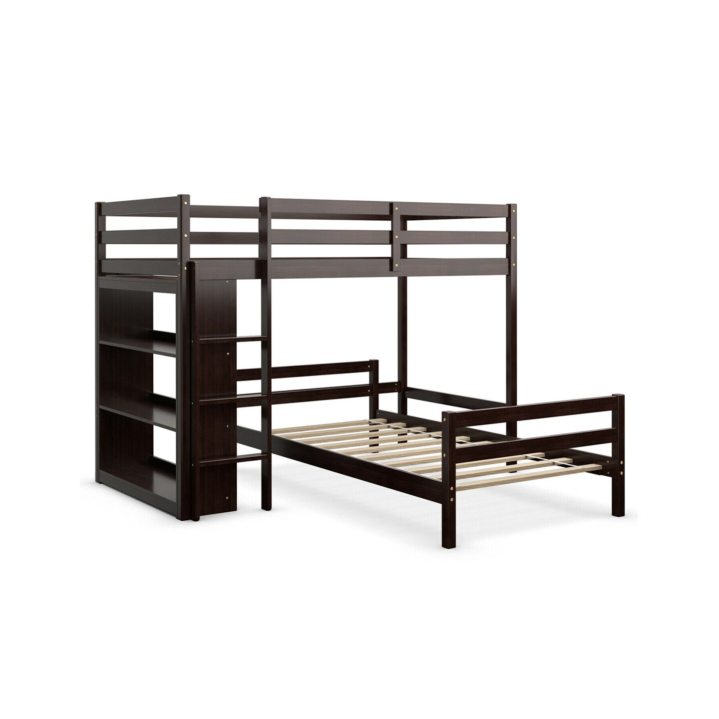 Twin Over Twin Loft Bunk Bed with Bookcase