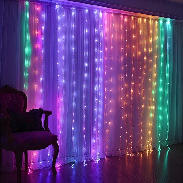 Dynamic DIY Halloween and Christmas Lights | 400 LED Color Changing Curtain String Light