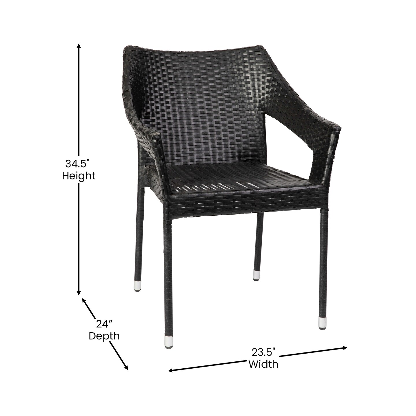 Emma and Oliver Embry All-Weather Indoor/Outdoor Stacking Patio Dining Chair with Steel Frame and Weather Resistant PE Rattan