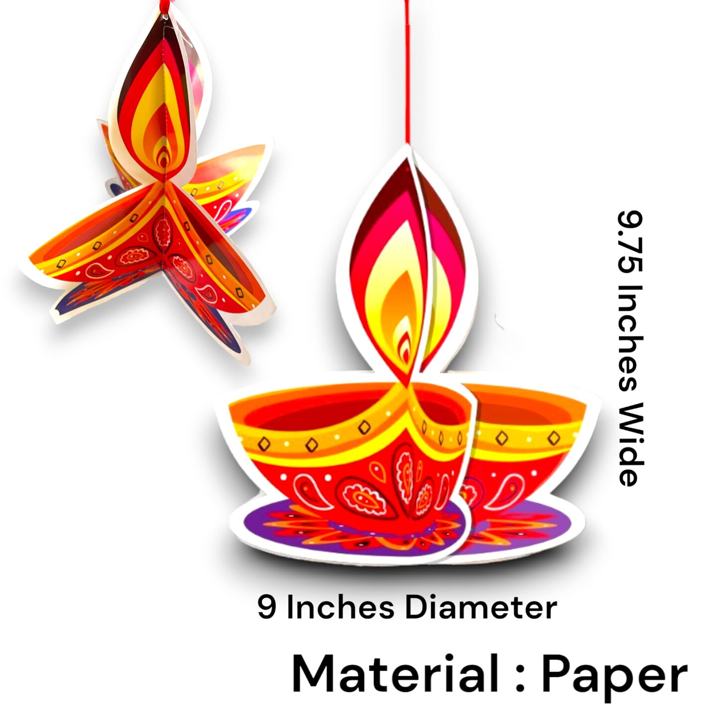 5ct Paper Hanging Diwali Diya, Diwali Decoration, Diwali Decor, Diwali Decorations, Diwali Party, Deepawali Hanging, Diwali Garland