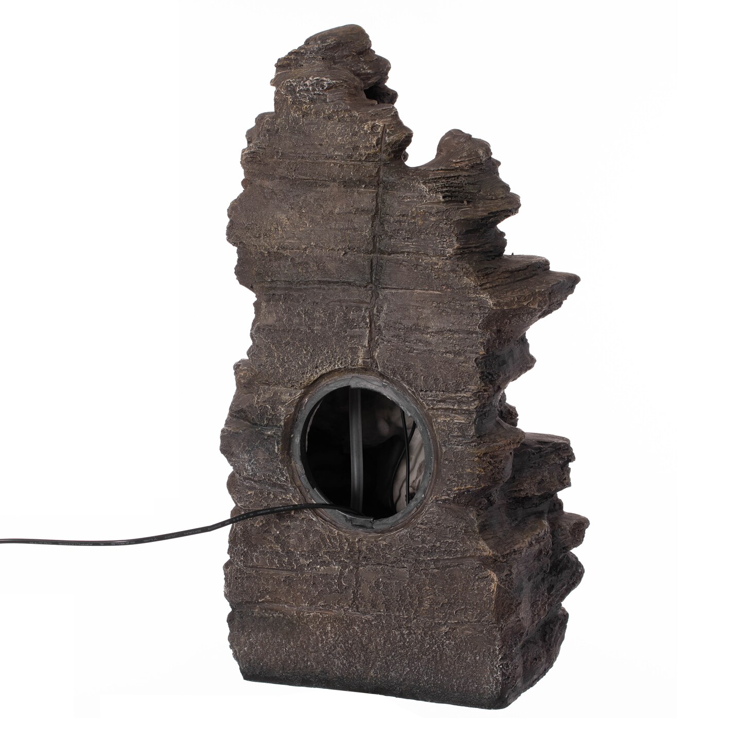 Cascading Electric Powered 4-Tier Rock Water Fountain 24&#x22; with LED Lights for Indoor and Outdoor Use