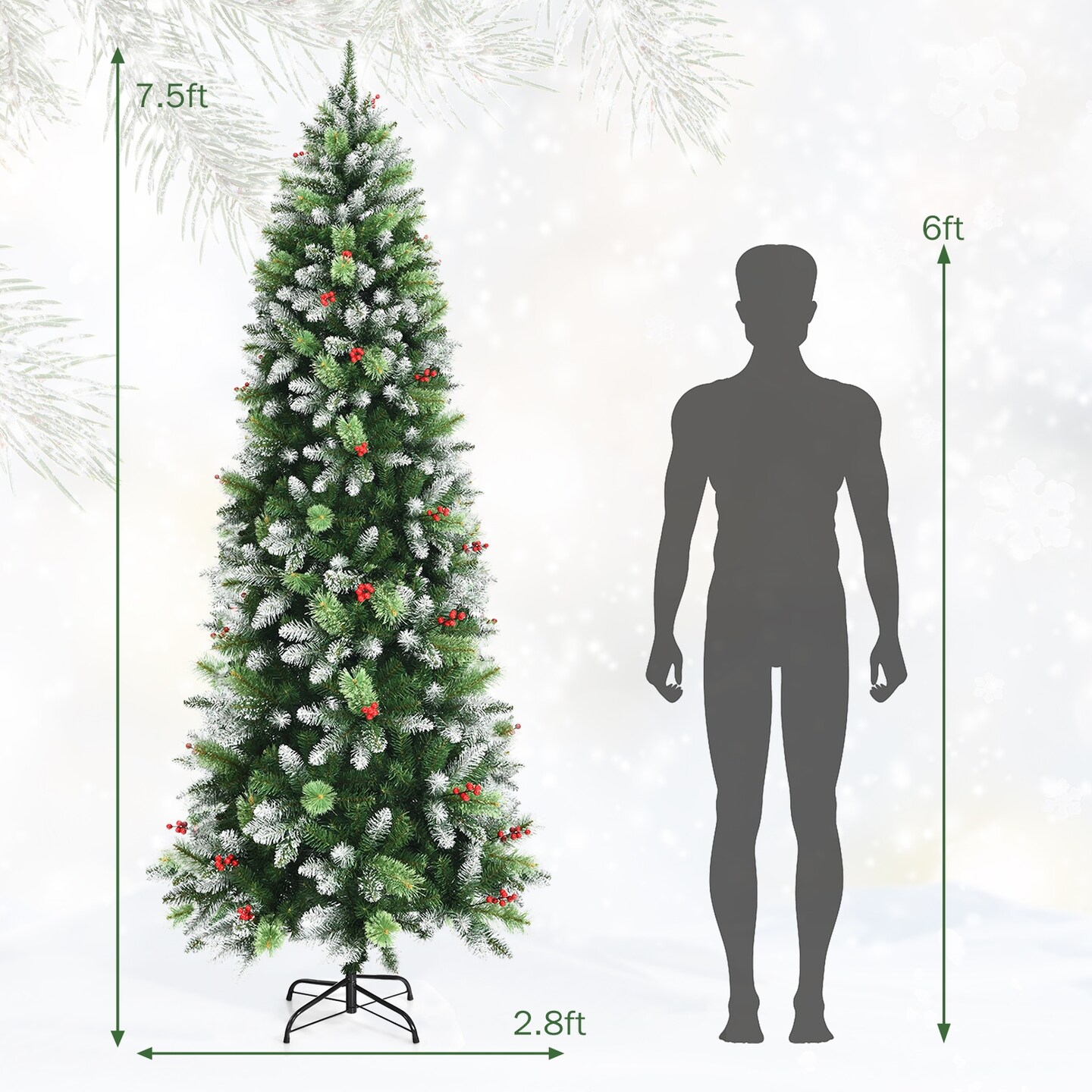 Snow Sprayed Christmas Tree for Holiday Festival Decoration