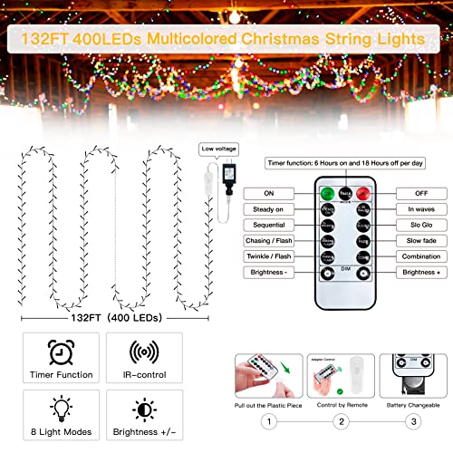 White Christmas Lights Outdoor-800LED Plug Wire Christmas x2 Remote Ollny