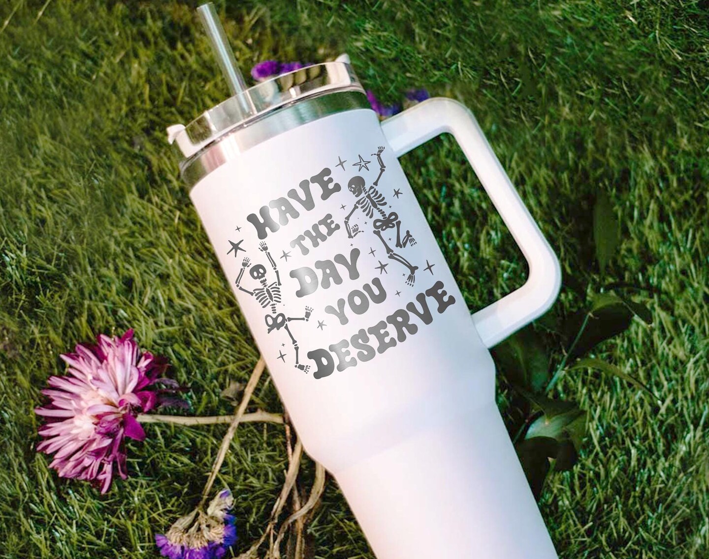 Day you Deserve 40oz Insulated Tumbler with Handle and straw