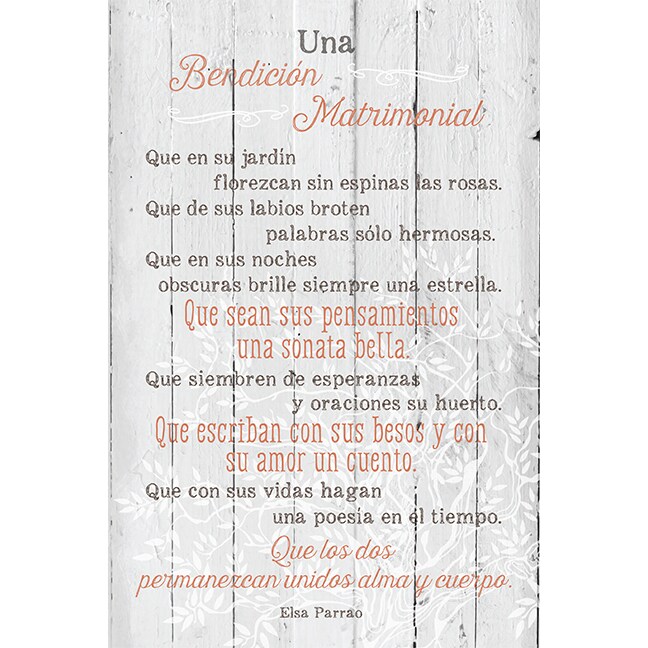 Dexsa Una Bendición Matrimonial - Marriage - Inspirational Saying in Spanish 6x9 Wood Plaque with Easel and Wall Hanger