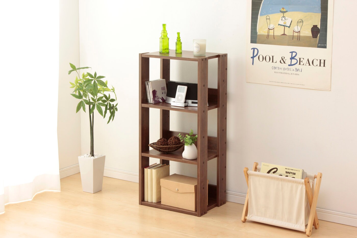 IRIS USA 3 Shelf Open wood toned Shelving Rack Unit, Brown/Light Brown