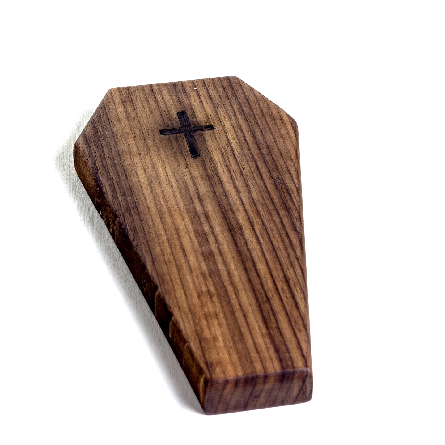 Walnut Halloween Gothic Wood Coffin Cheeseboard Party Charcuterie Serving Tray, Spooky Grazing Table Decoration product 6