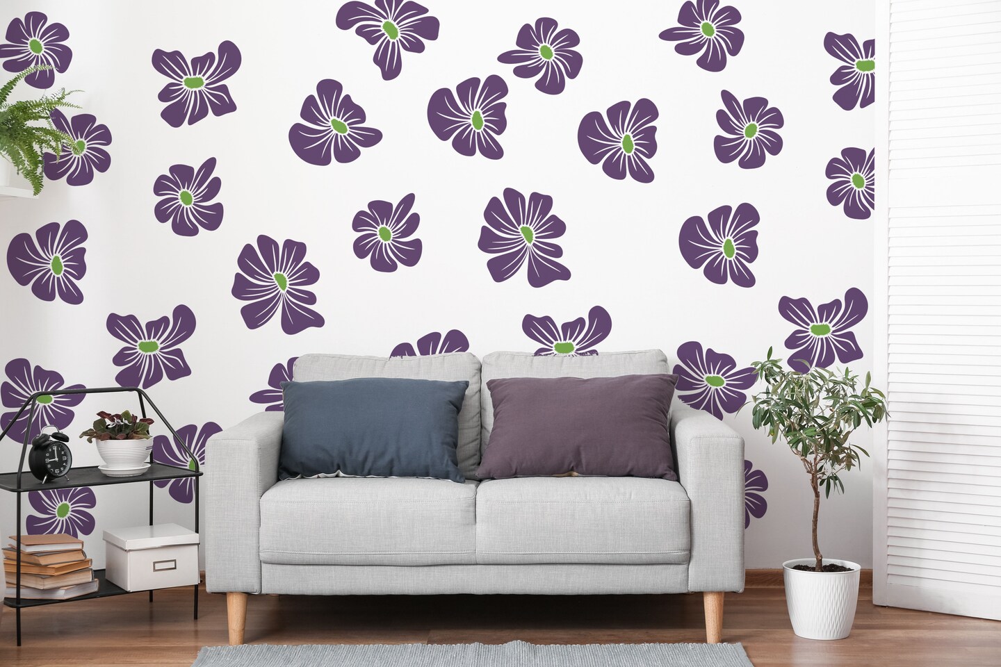 Retro Flower Decals, Mid Century Flower Decal, Flower Power Decor