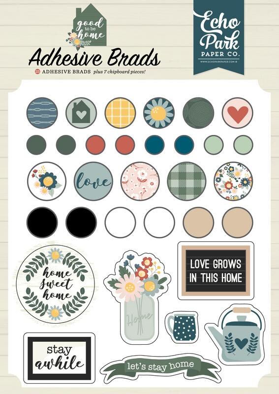 Good To Be Home Adhesive Brads - Echo Park