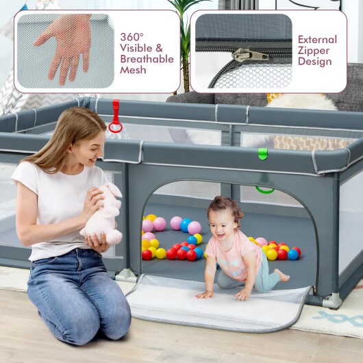 Portable Extra-Large Safety Baby Fence with Ocean Balls and Rings