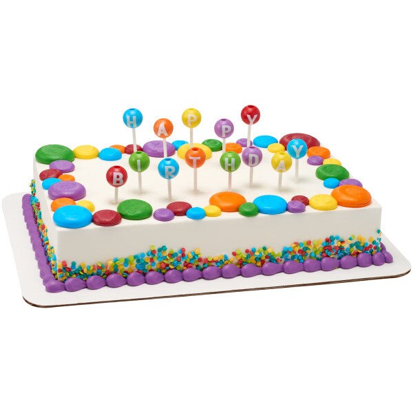 3D Round Happy Birthday Letters Candle Holder with Candles, 1 Set