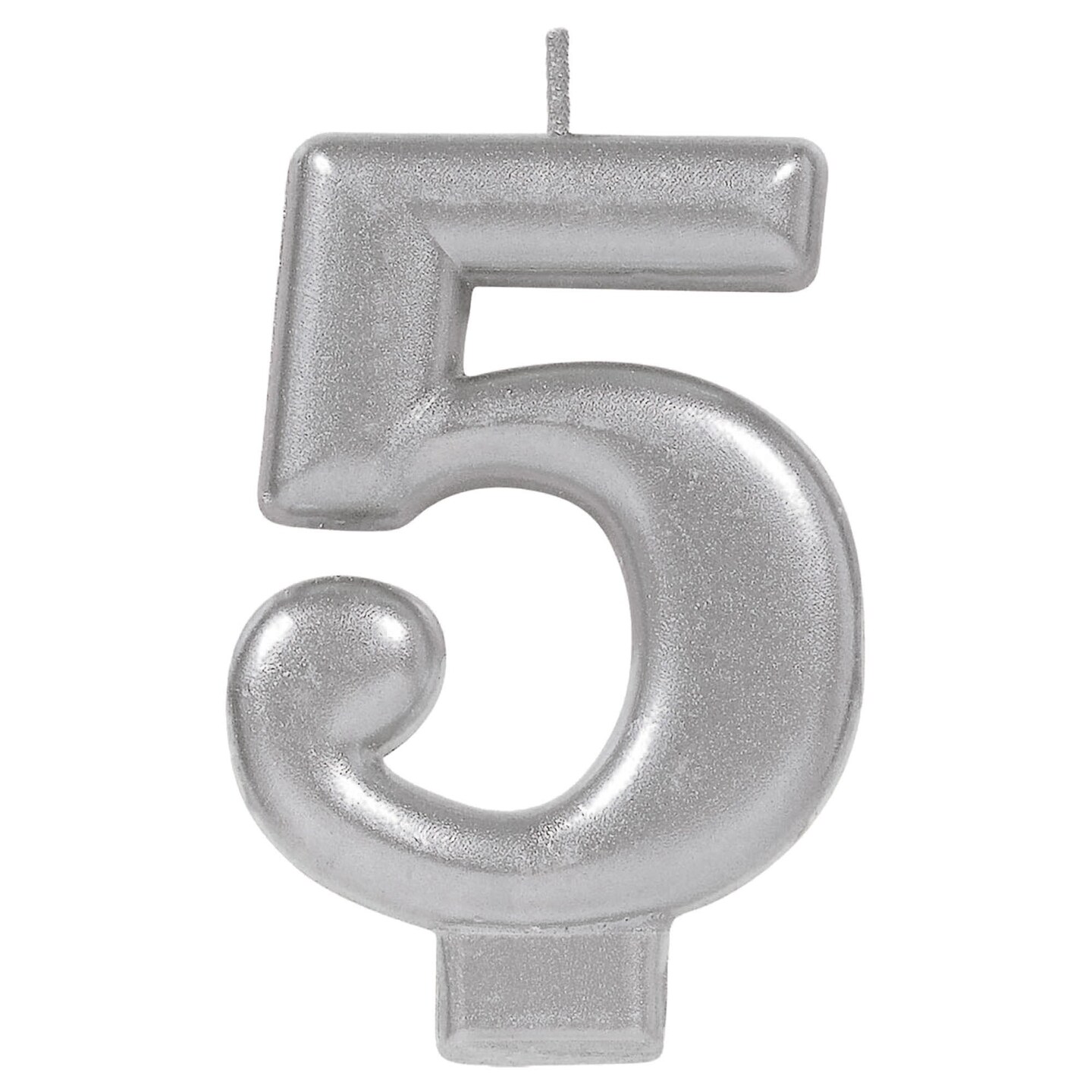 Numeral Metallic Birthday Candle #5 - Silver, 1ct