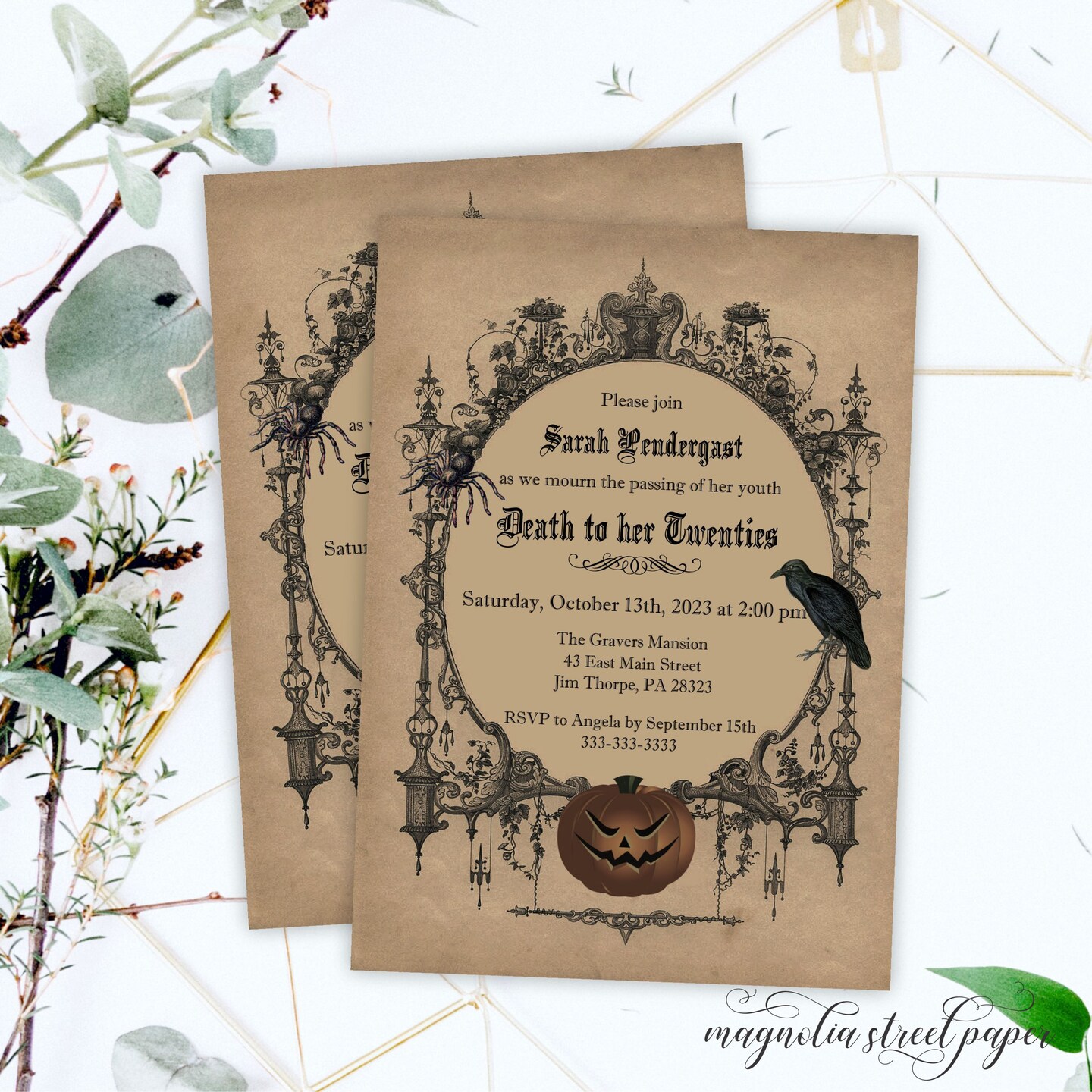 Halloween Birthday Invitation, Vintage Goth Say Goodbye to 20s, 30s ...