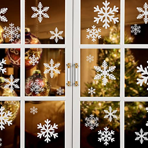 Kesoto Christmas Decoration Snowflake Window Clings Glueless PVC Wall Stickers for Windows Glasses, 10 Sheets