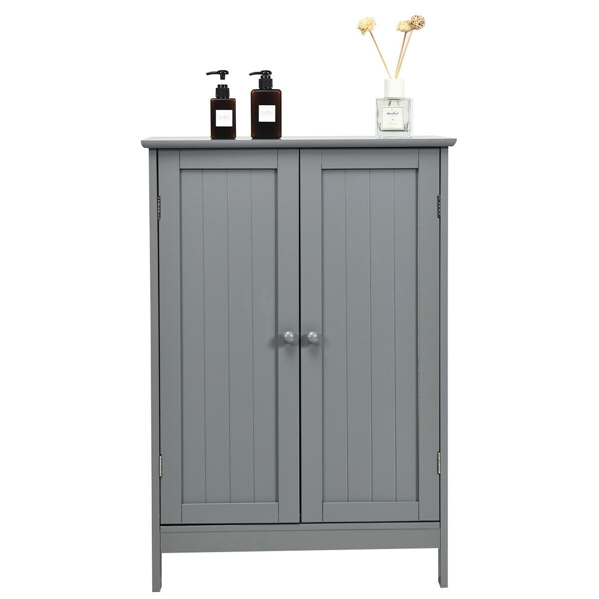 2-Door Freer-Standing Bathroom Storage Organizer Cabinet with Shelf