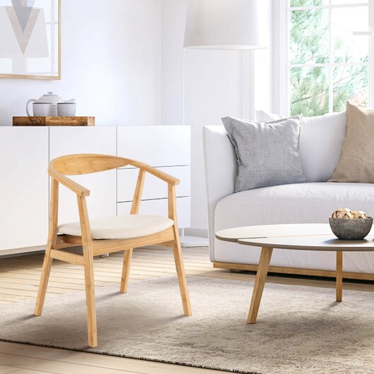 Leisure Chair Wicker Frame with Armrests Curved Back and Cushioned Seat