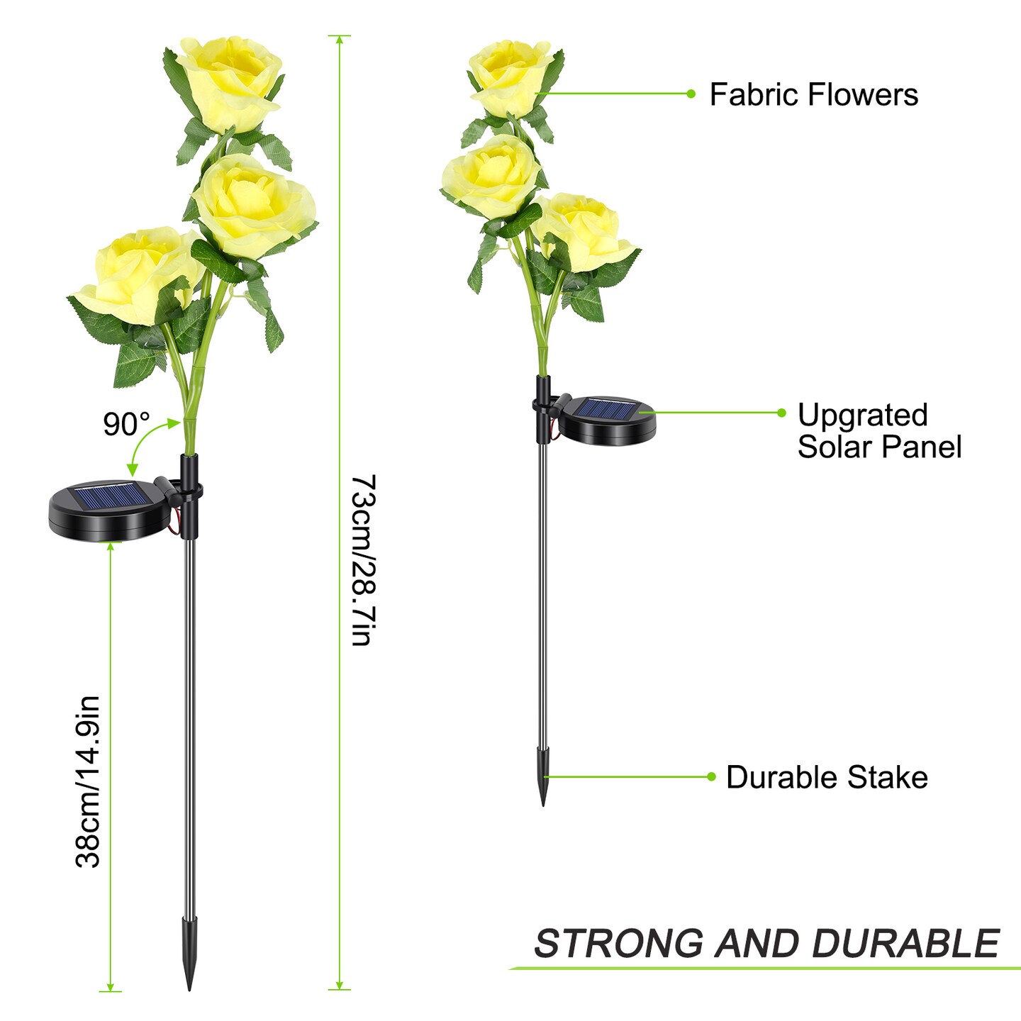 2 Pcs Solar Flowers LED Light Outdoor Garden Yard Stake Solar Flower Lights