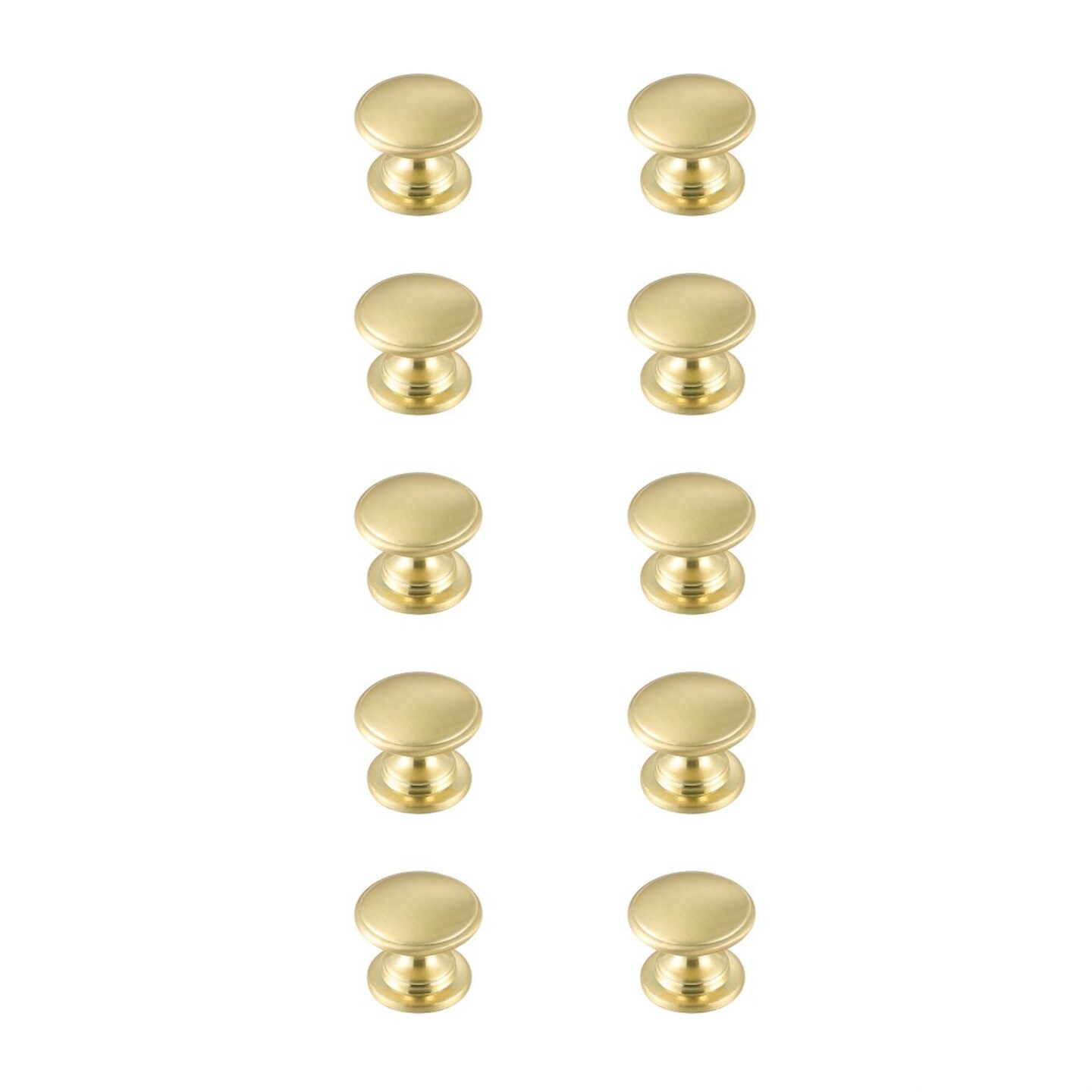 Kaid 1.2" Diameter Brushed Gold Mushroom Knob Multipack (Set of 10)