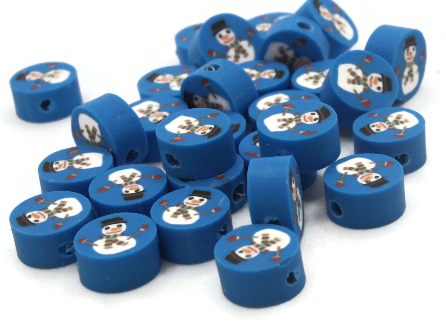 30 Snowman Polymer Clay Blue and White Christmas Beads Michaels
