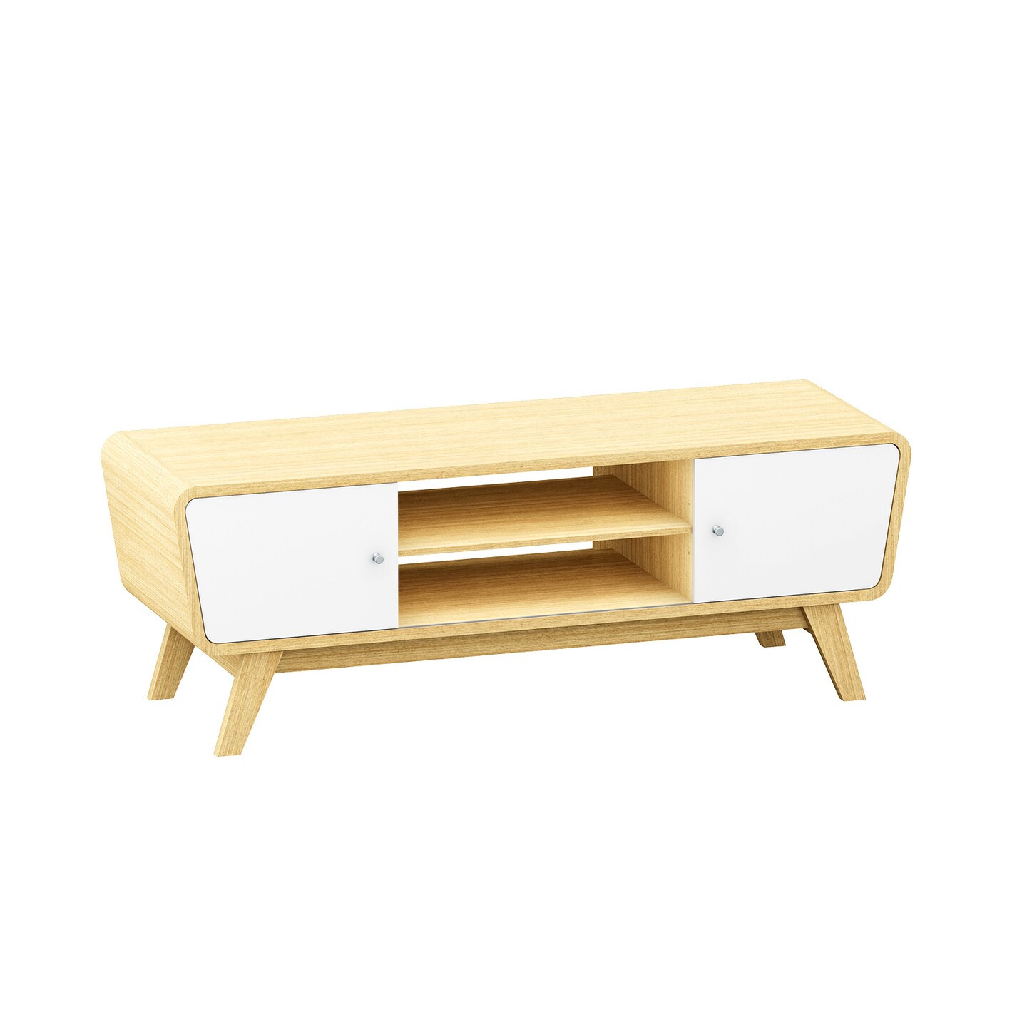 Sliding Door TV Stand with Adjustable Shelf for TVs up to 55 Inch