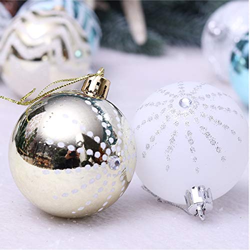 30PCS Christmas Balls Ornaments,60MM Gold&#x26;White Painted Shatterproof Festive Wedding Hanging Ornaments Christmas Tree Decoration